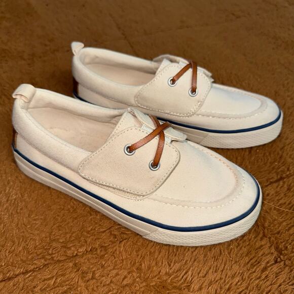 Gymboree Toddler Canvas Slip-On Boat Shoes Size 2 – Cream & Tan - Picture 3 of 10